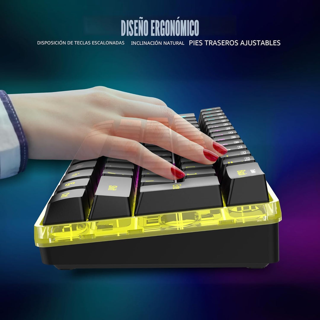 RedThunder Combo de teclado y mouse para juegos inalámbrico del 60%...