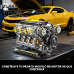 V8 Kit de modelo de motor que funciona, juego de bloques de construcción visibles para adultos, compatible con Lego, juguete educativo STEM de ciencia física para adolescentes y niños mayores de 14 años (905 piezas)