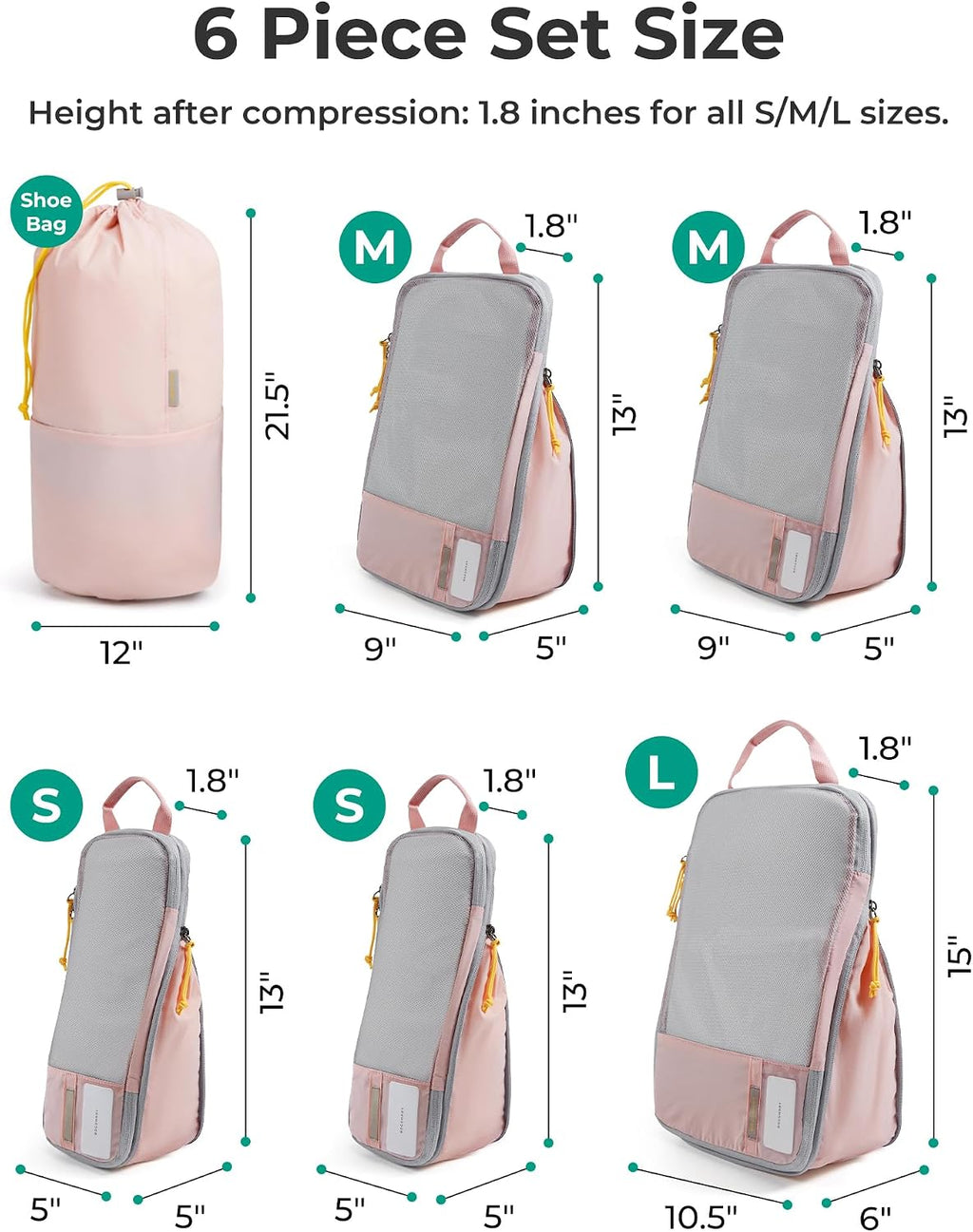 BAGSMART Cubos de compresión para artículos esenciales de viaje