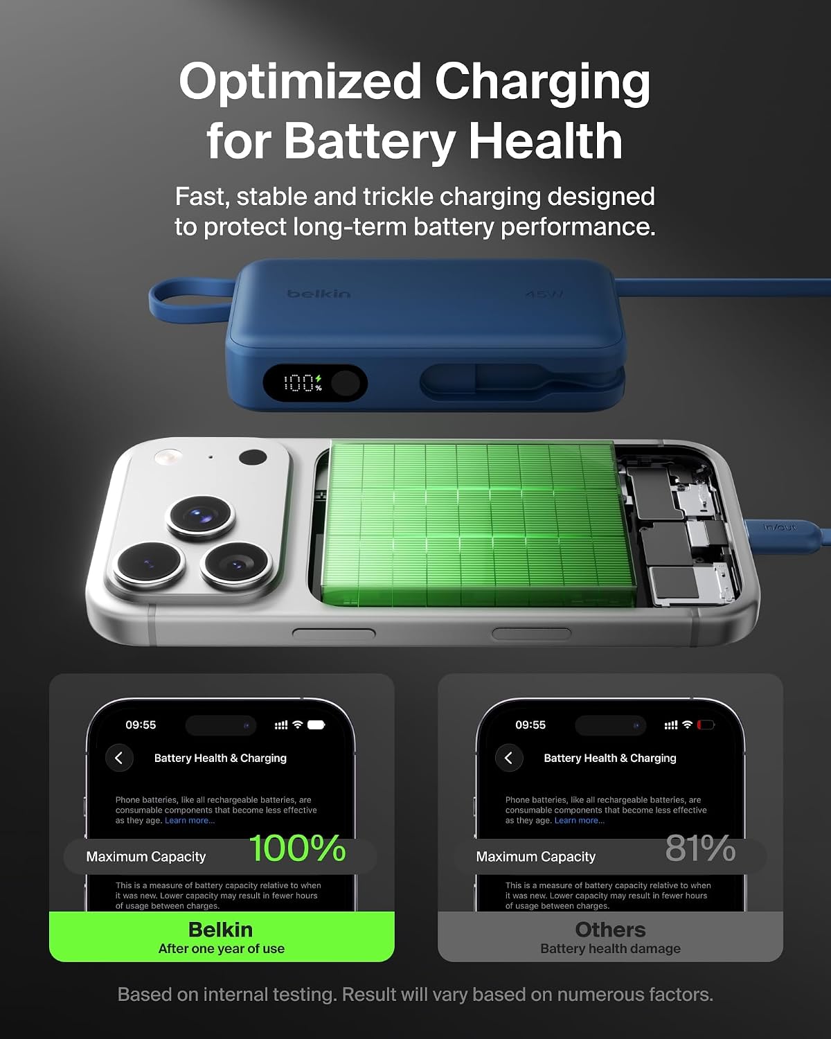 Belkin Banco de energía con cargador portátil de 10000 mAh y 45 W c...