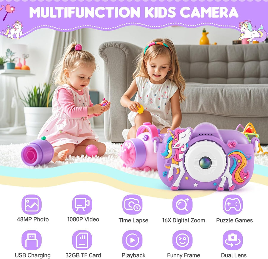 Cámara para Niños Juguetes para Niñas de 3 4 5 6 7 8 Años, Cámara S...