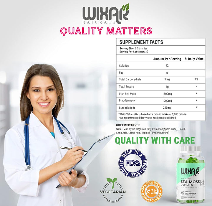 WIXAR NATURALS Gomitas de musgo marino \u2013 Musgo marino irlandés...