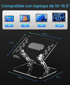 Lpoake Soporte plegable ajustable para laptop, soporte ergonómico portátil para computadora portátil, compatible con computadoras portátiles de 10 a 15.6 pulgadas