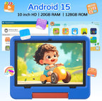 IWEGGO Tablet Android 15 para niños con estuche EVA, tablet de 10 pulgadas para niños, Azul
