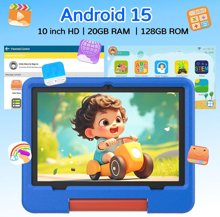 IWEGGO Tablet Android 15 para niños con estuche EVA, tablet de 10 p...