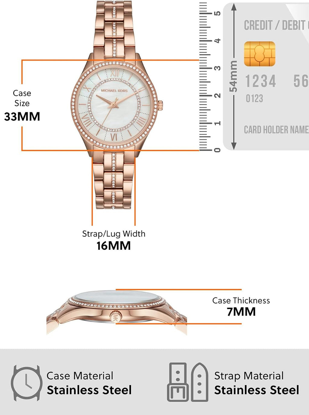 Michael Kors Lauryn Reloj para Mujeres, Reloj de Pulsera de Acero Inoxidable para Mujeres