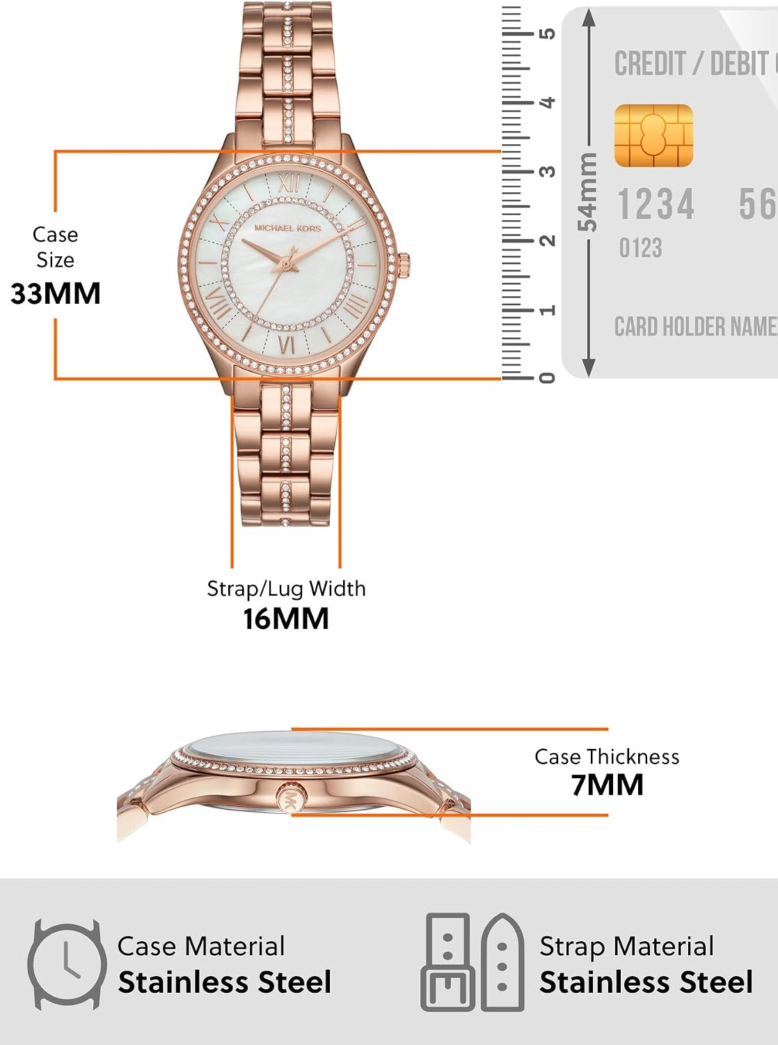 Michael Kors Lauryn Reloj para Mujeres, Reloj de Pulsera de Acero Inoxidable para Mujeres