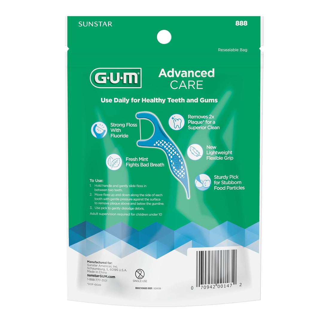 GUM Advanced Care - Palillos de hilo dental para adultos con vitami...