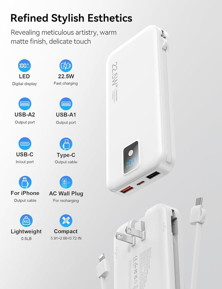 Banco de energía portátil, cargador de teléfono de carga rápida de...