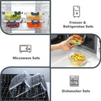 VERONES - Juego de 30 recipientes de vidrio para almacenamiento de alimentos con tapas, color gris