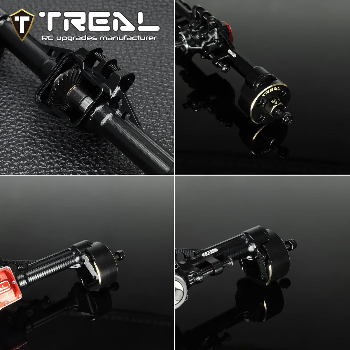 TREAL TRX4M Ejes Portal Trasero Kit Completo Aluminio 7075 Carcasa de eje mecanizado CNC para 1/18 TRX-4M (negro)