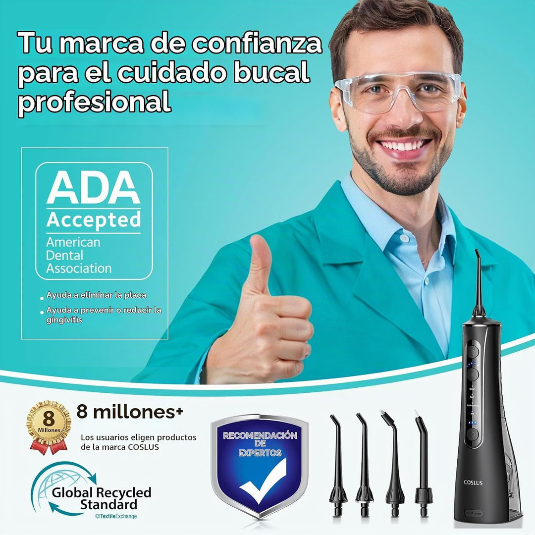 COSLUS ADA Aceptado C50 Water Dental Flosser, 4 modos 5 niveles de...