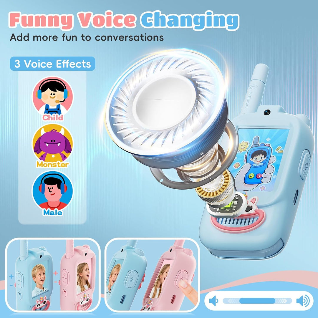 Walkie Talkies de video para niños, paquete de 2 walkie talkies par...