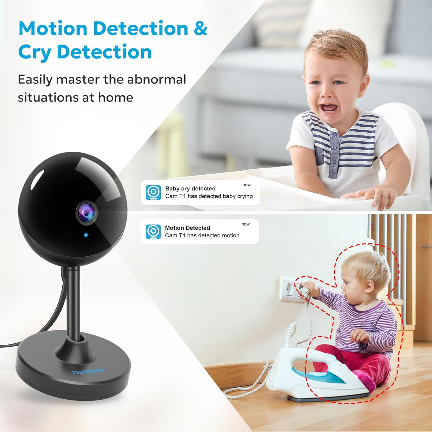 owltron Cámara de seguridad para interiores de 4 MP, paquete de 2 c...