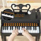 Dollox Piano de teclado para niños, juguetes de piano para niños pequeños, 37 teclas, instrumentos musicales para niños, teclado eléctrico, pianos de bebé para principiantes, mini juguete musical con taburete, regalo de cumpleaños para edades de 3, 4, 5