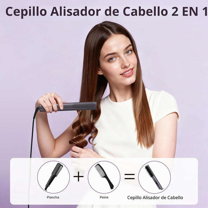 Cepillo alisador, cepillo alisador de cabello para mujeres con ione...