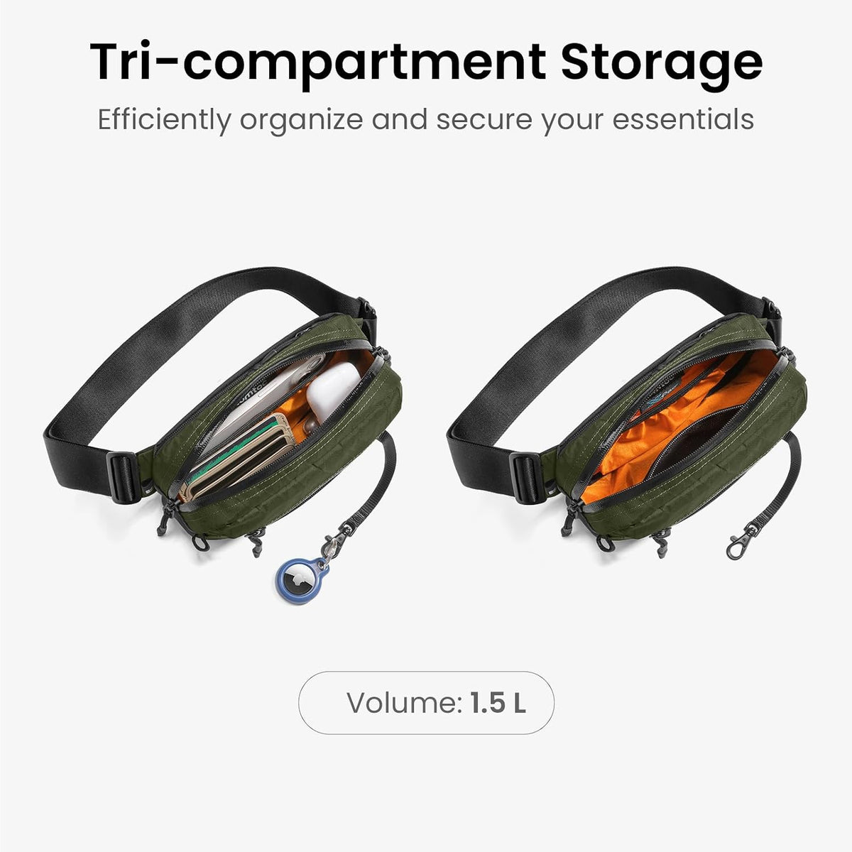 tomtoc Bolsa bandolera X-Pac de 1.5L con bloqueo RFID para hombres y