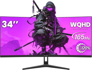CRUA Monitor curvo para juegos de 34 pulgadas, WQHD 21:9 3440x1440...