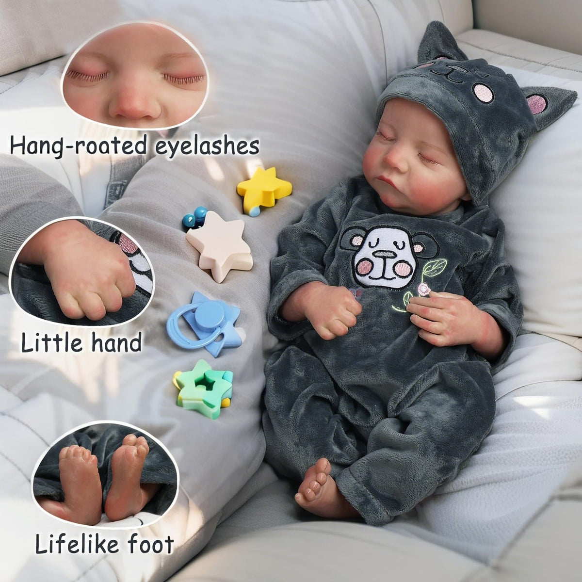 Muñecas Reborn Baby de 18 pulgadas realista con cuerpo de vinilo co...