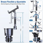 Portavasos para teléfono y tableta, 2 en 1, iPad con brazo extensible ajustable para teléfono de 4.7 a 10 pulgadas, soporte para tableta compatible con iPad Pro Air Mini, Fire, iPhone 17, Galaxy