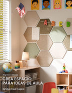Paquete de 12 azulejos hexagonales de fieltro para tablón de