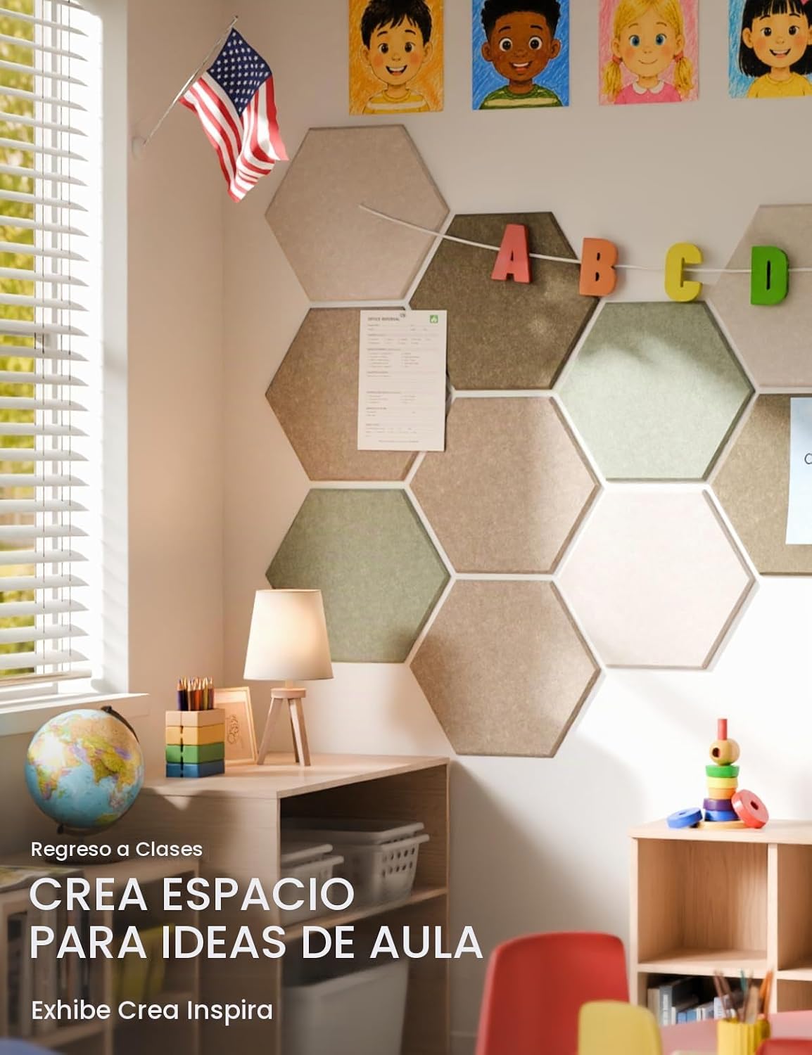 Paquete de 12 azulejos hexagonales de fieltro para tablón de
