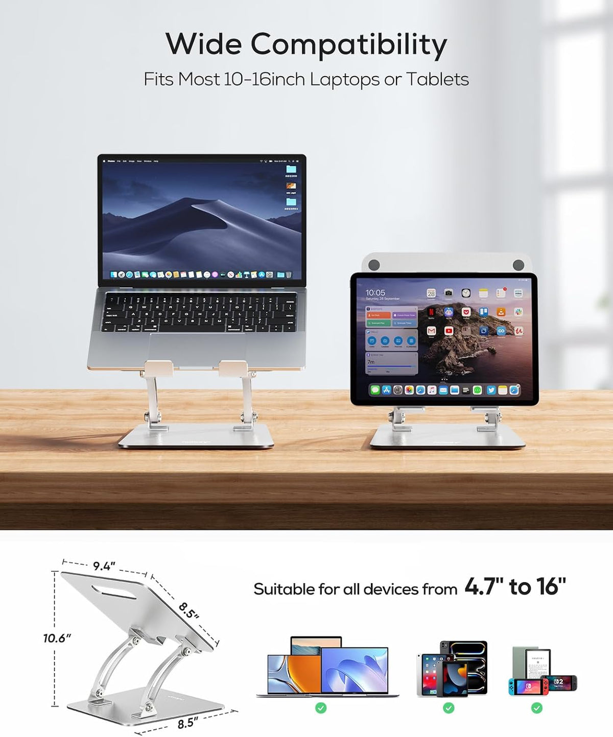 Nulaxy Soporte para portátil totalmente ajustable para escritorio,...