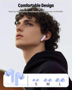 Auriculares inalámbricos, Bluetooth 5.4 Auriculares estéreo de bajos, Azul pálido