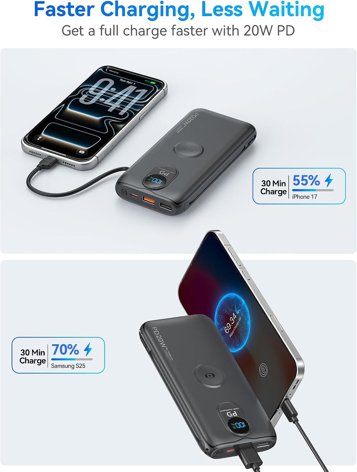 LENGSUM Cargador portátil, cargador de batería de carga rápida de 1...