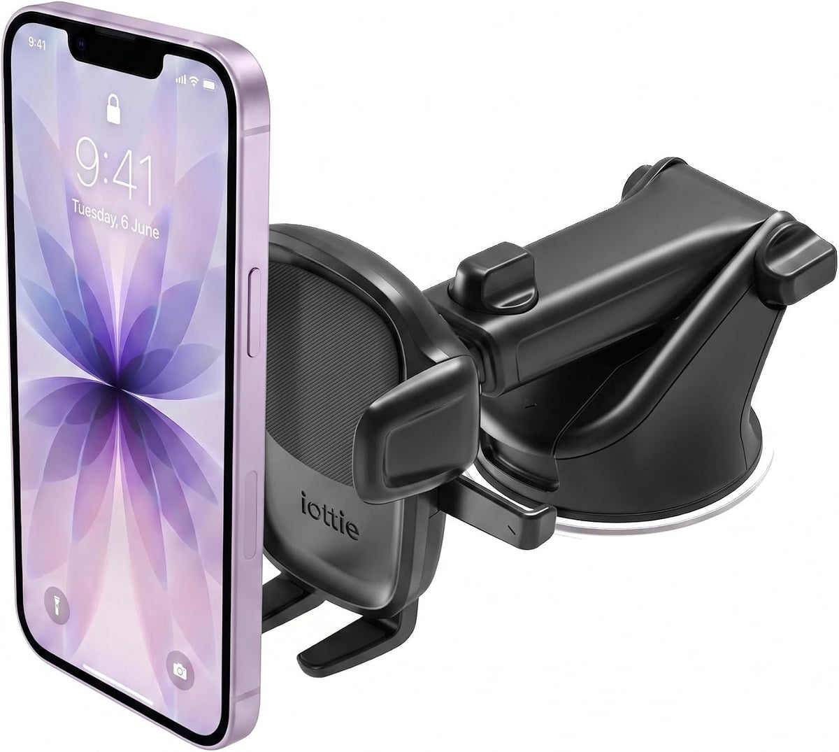 iOttie Easy One Touch Signature soporte de teléfono universal para tablero y parabrisas de auto, soporte de escritorio con base de ventosa y brazo telescópico para iPhone, Samsung, Google, más