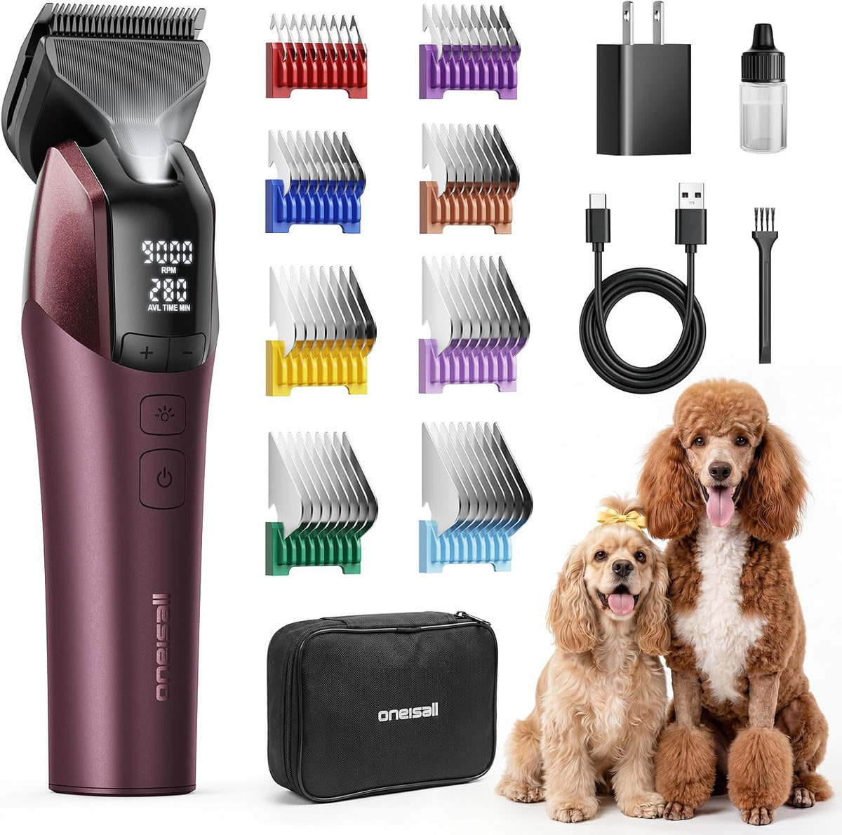 oneisall Cortaúñas profesionales para perros para el aseo de pelo grueso