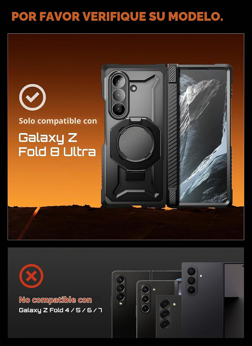 SUPCASE Funda para Galaxy Z Fold 8 Ultra, protectores de pantalla de vidrio