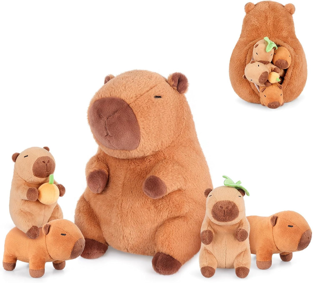 SuzziPals Peluches Capybara 5 en 1 sentados con bebés en el interio...