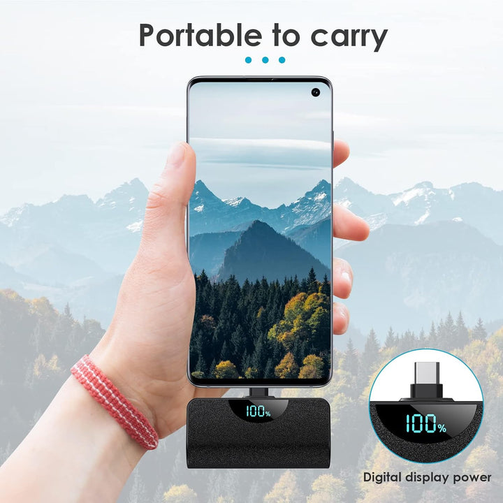 Mini cargador portátil USB C, batería mejorada de carga rápida PD d...