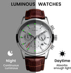 LIGE Reloj de Pulsera de Cuero para Hombres Analógico de Vestir Cronógrafo Impermeable Vintage Trabajo Casual Cuarzo con Calendario Cronógrafo Lúmenes Resistente al Agua 30M Reloj Clásico para Hombres