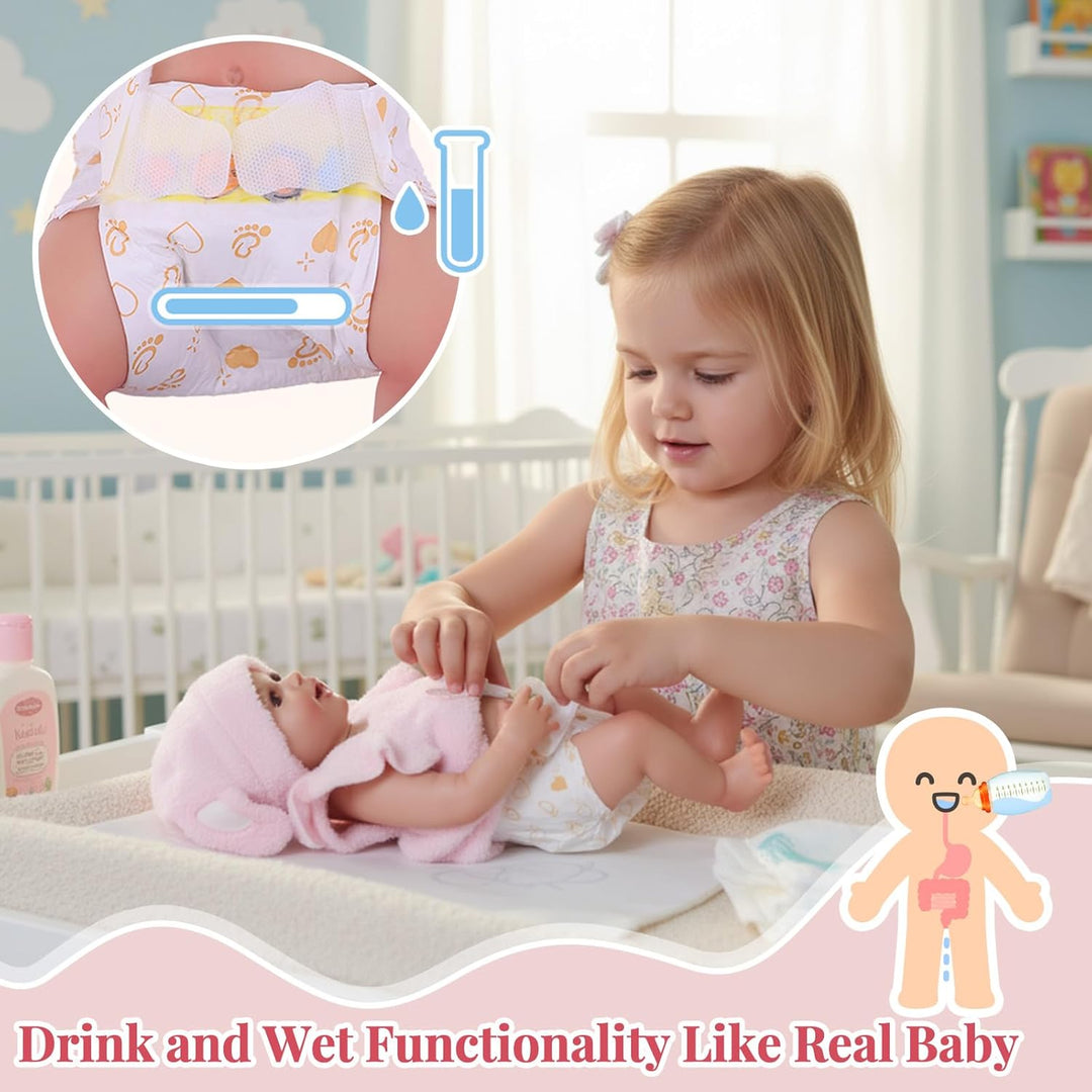 BABESIDE Drink and Wet Reborn Baby Dolls Girl - Muñeca de vinilo su...