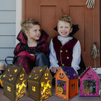HABDJILTY Kit de manualidades de casas de madera para Halloween, 35 piezas