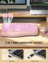 SABLUTE Combo ergonómico de teclado y mouse inalámbricos, teclado W...