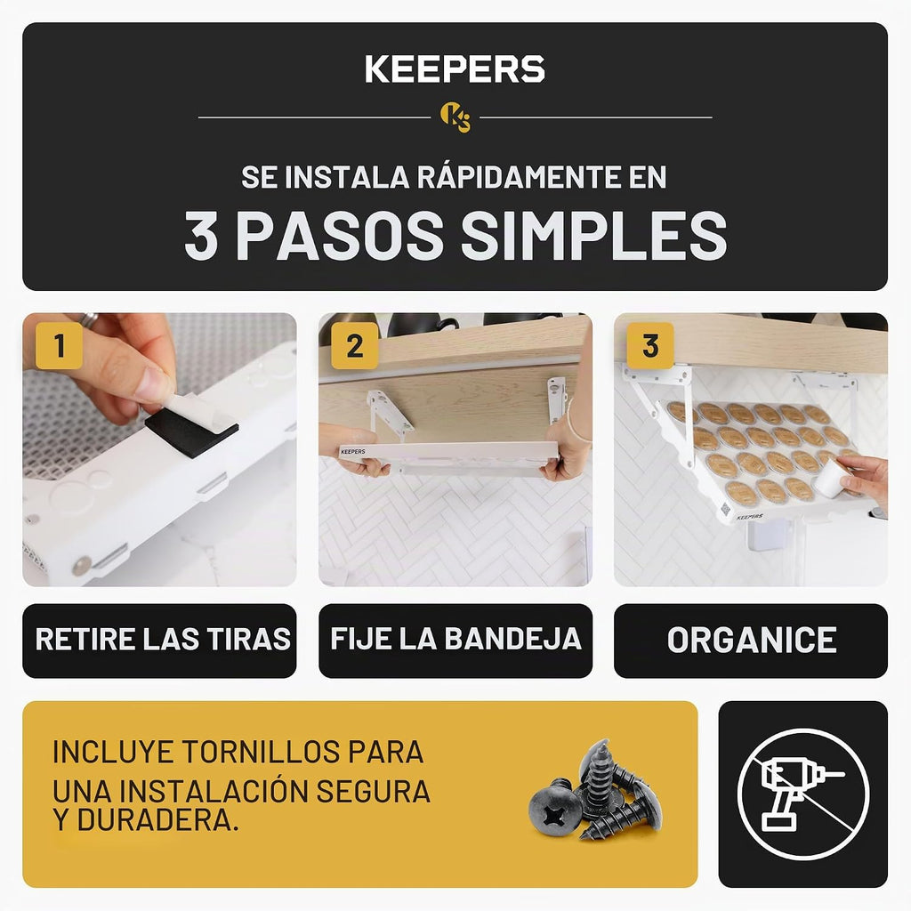 KEEPERS - Soporte para tazas K para debajo del gabinete con acceso abatible, soporte para cápsulas de café que ahorra espacio y organizador de tazas K para 24 cápsulas, organizador de cápsulas de café de acero con fácil instalación