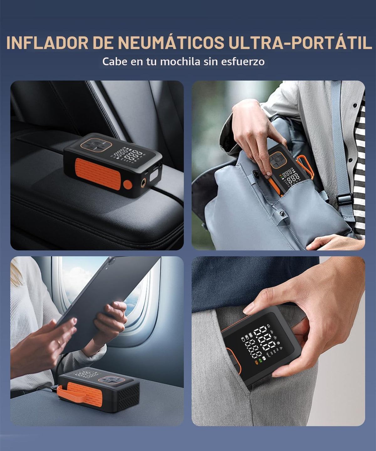 Hafuloky Inflador de neumáticos, compresor de aire portátil, bomba...