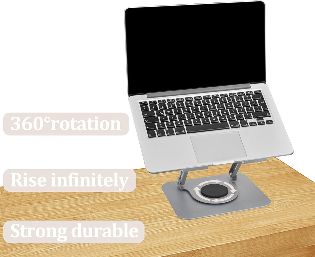 Soporte ergonómico para laptop, diseño ergonómico y ángulo ajustable, plegable para laptops, portátiles de hasta 17.3 pulgadas (plateado)