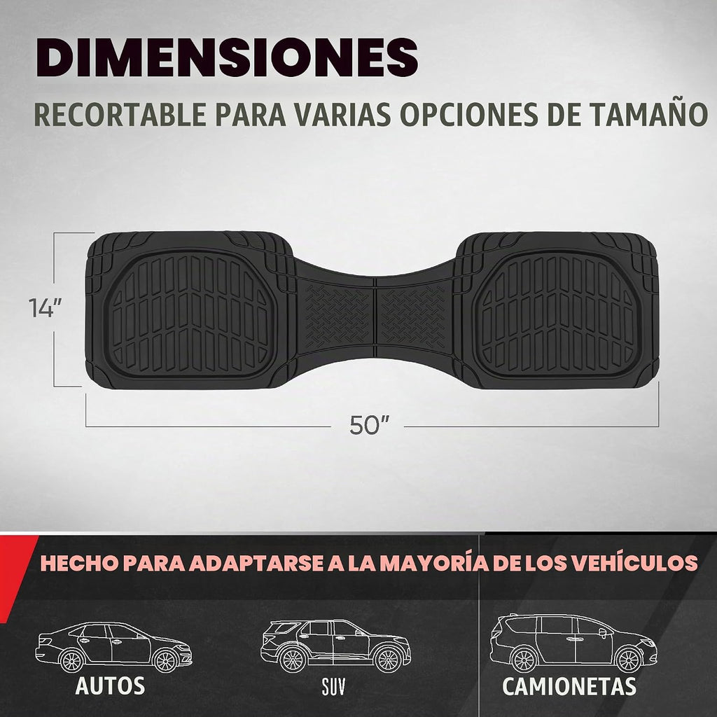 Motor Trend Premium FlexTough Alfombrillas de piso de goma para la parte trasera, alfombrillas universales de alta resistencia para todo tipo de clima, con ajuste personalizado para coches, sedanes