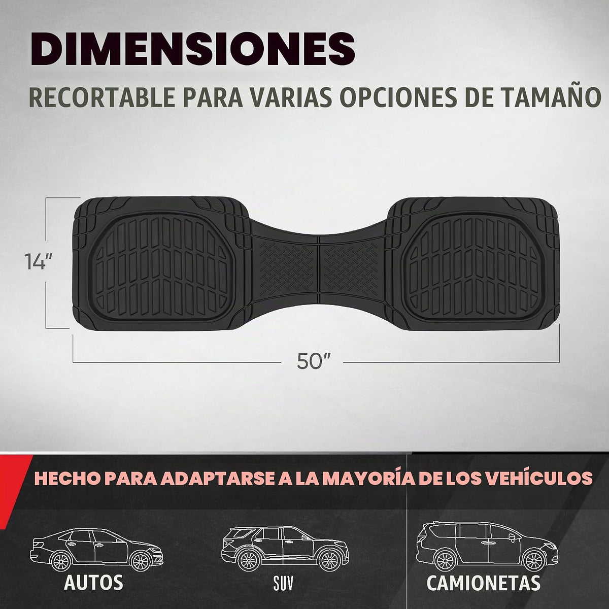 Motor Trend Premium FlexTough Alfombrillas de piso de goma para la parte trasera, alfombrillas universales de alta resistencia para todo tipo de clima, con ajuste personalizado para coches, sedanes