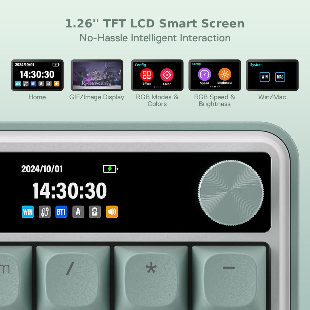 Redragon Teclado inalámbrico para juegos K761 con pantalla Hype y p...