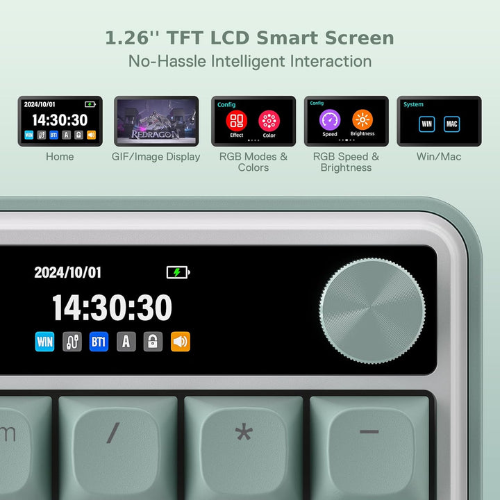 Redragon Teclado inalámbrico para juegos K761 con pantalla Hype y p...