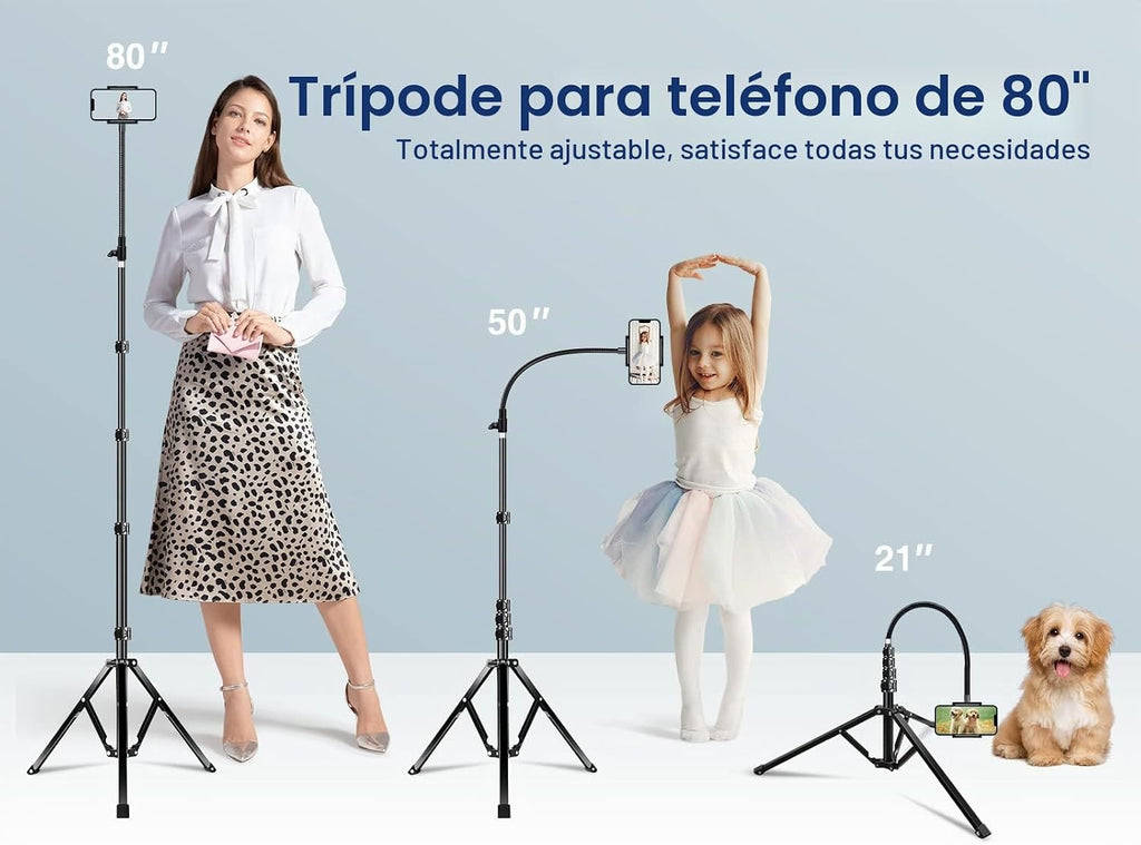 Elitehood Trípode de teléfono de 6.7 pies de alto con cuello de cisne de 17