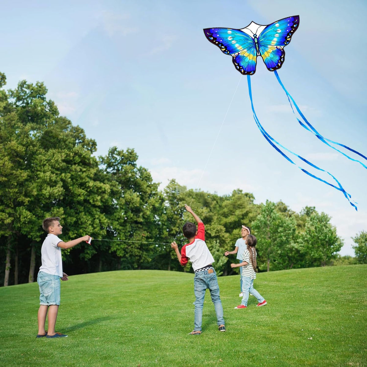 Paquete de 3 cometas para niños y adultos, fácil de volar mariposa pulpo cometa para principiantes, cometas de playa grandes para juegos y actividades al aire libre familiares