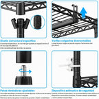 Perchero E10 (Con Barra Colgante Extensible) Percheros Independientes para Colgar Ropa, Sistema Organizador de Armario Ajustable, Perchero Portátil 73-97" An x 15" Pr x 72" Al, Carga Máxima 800