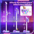 Máquina de karaoke recargable para niños, juguetes con 2 micrófonos inalámbricos, regalos de micrófono para niñas de 3, 4, 5, 6, 7, 8 años, nietos, altavoz Bluetooth con luces LED, regalo de cumpleaños para niños de 3 a 8 años