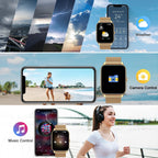 Reloj inteligente para mujer con rastreador de fitness: relojes inteligentes dorados para mujer, relojes digitales para hombre, hacer/responder llamada, impermeable, reloj inteligente para correr
